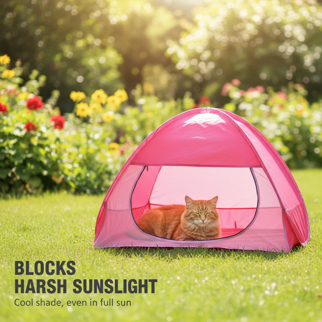 Pop-Up Cat Sun Shelter — Portable Outdoor Shade Tent for Hot Days