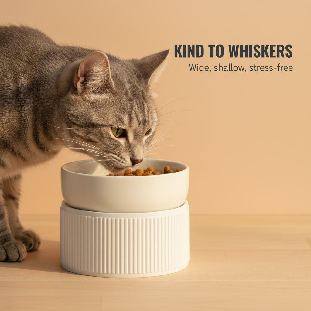 Whisker-Friendly Ceramic Cat Bowl — Non-Slip, Shallow Design for Comfy Meals