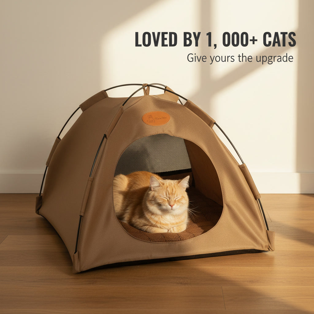 Cozy Cat Camping Tent — Indoor & Outdoor Hideaway Bed with Soft Cushion