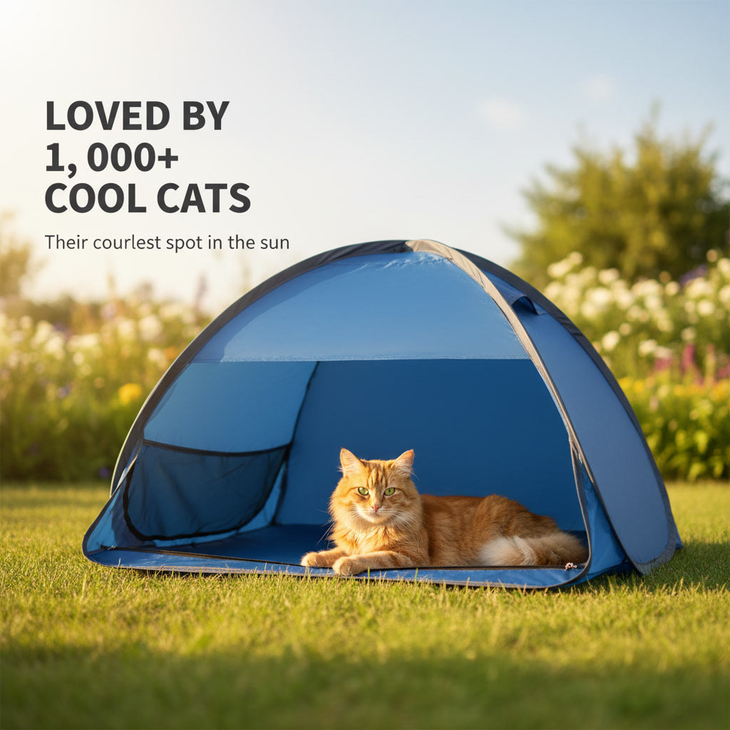 Pop-Up Cat Sun Shelter — Portable Outdoor Shade Tent for Hot Days
