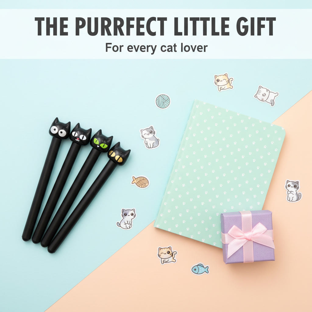 Cute Black Cat Gel Pen — Smooth 0.5mm Writing, Purrfect for Cat Lovers
