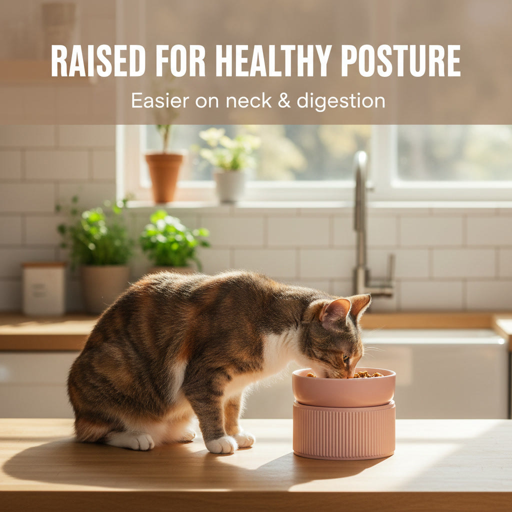 Whisker-Friendly Ceramic Cat Bowl — Non-Slip, Shallow Design for Comfy Meals