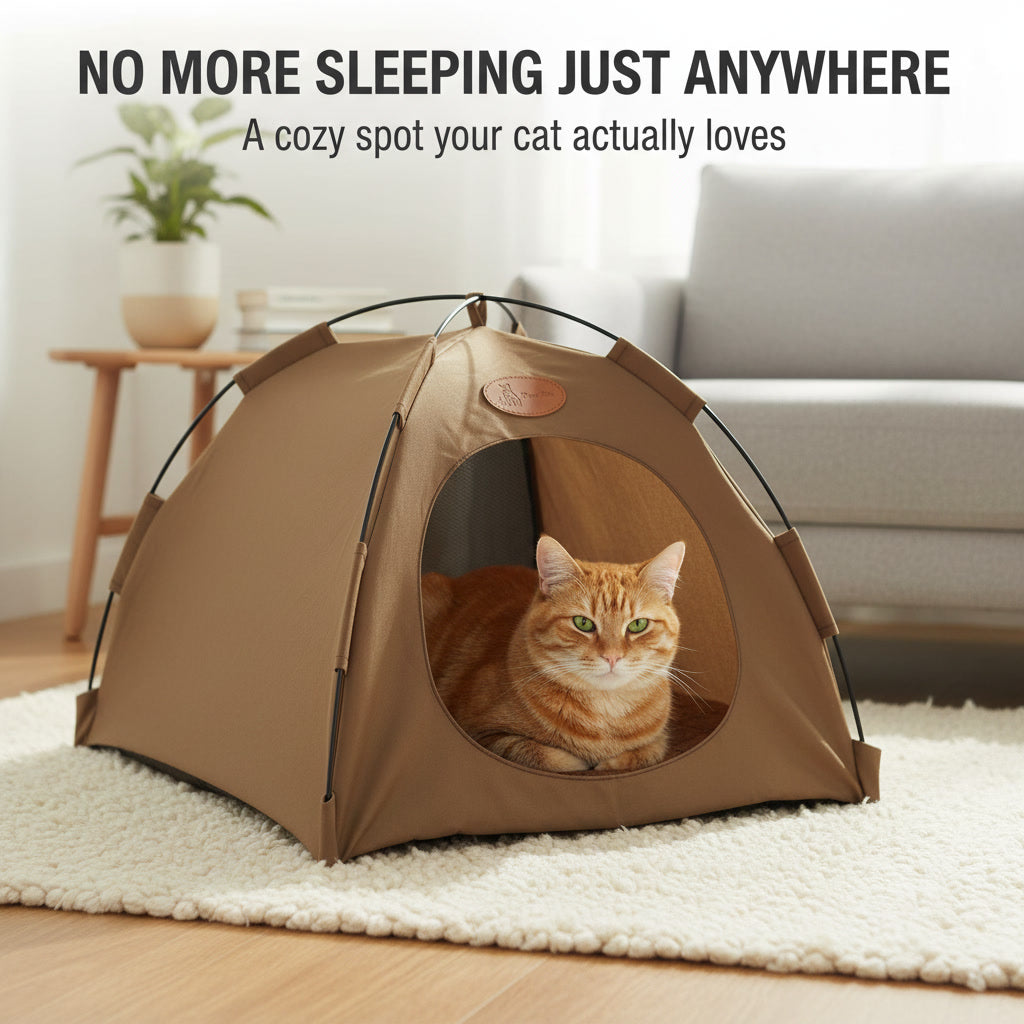 Cozy Cat Camping Tent — Indoor & Outdoor Hideaway Bed with Soft Cushion