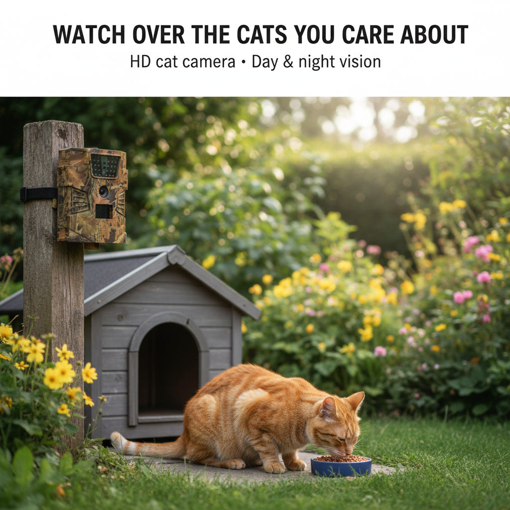 HD Night Vision Cat Camera — Monitor Stray Cats & Outdoor Shelters 24/7